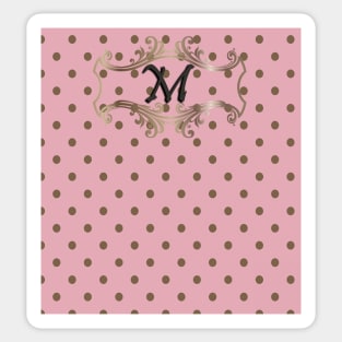 Monogrammed Pink Dots Design Sticker